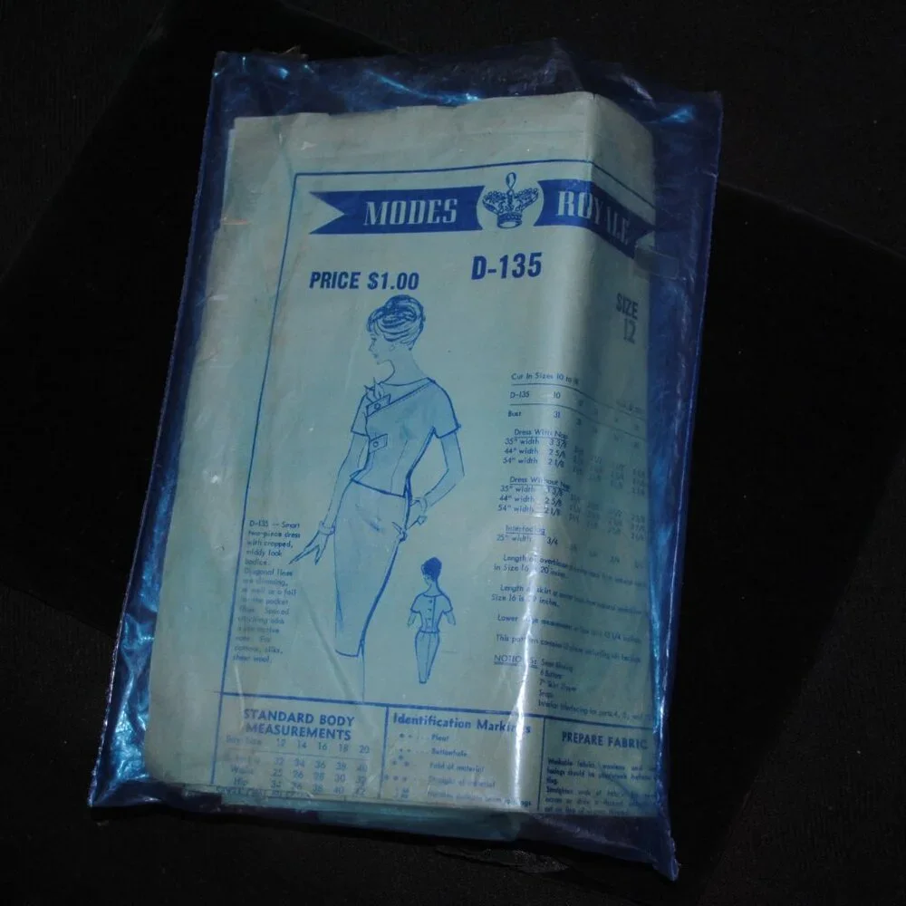 Vintage 1950's/60's Modes Royal D-135 Smart Two-Piece Dress Pattern Size 12